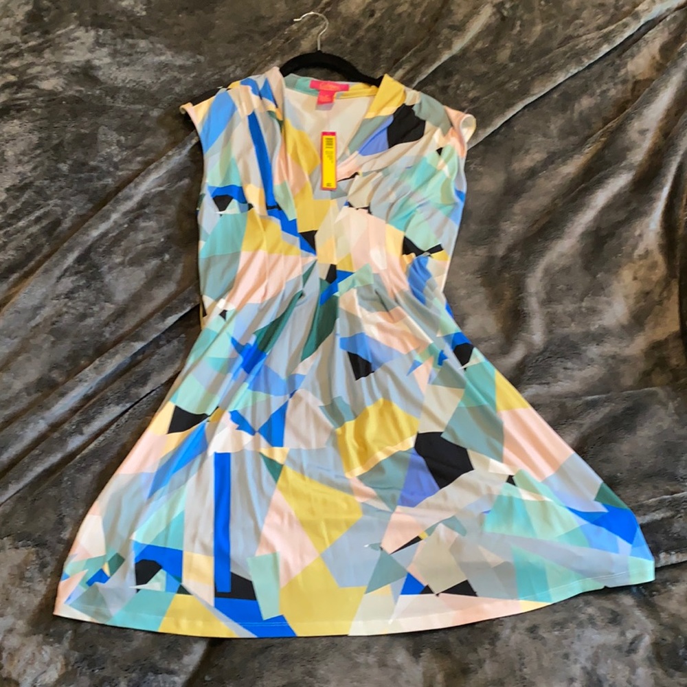 Flirty geometric pastel sleeveless dress